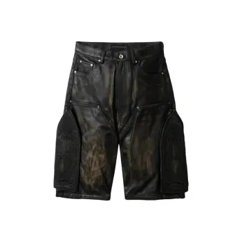 Who Decides War Embroidered Leather Shorts