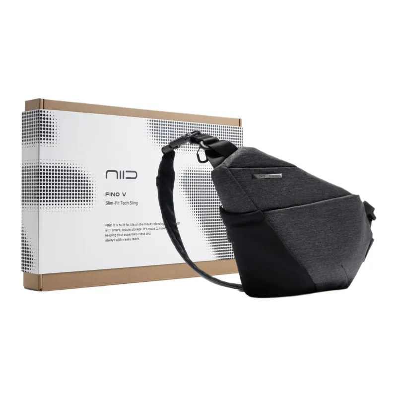 NIID Polyester/Nylon Crossbody, One Shoulder, Gun Bag, Sling Bag Men's Obsidian Black/Shadow Gray-4