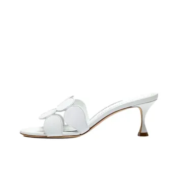MANOLO BLAHNIK Slide Slippers 5cm Women's White