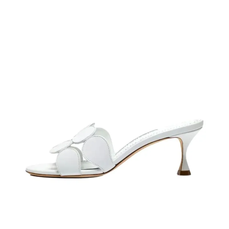MANOLO BLAHNIK Slide Slippers 5cm Women's White-0