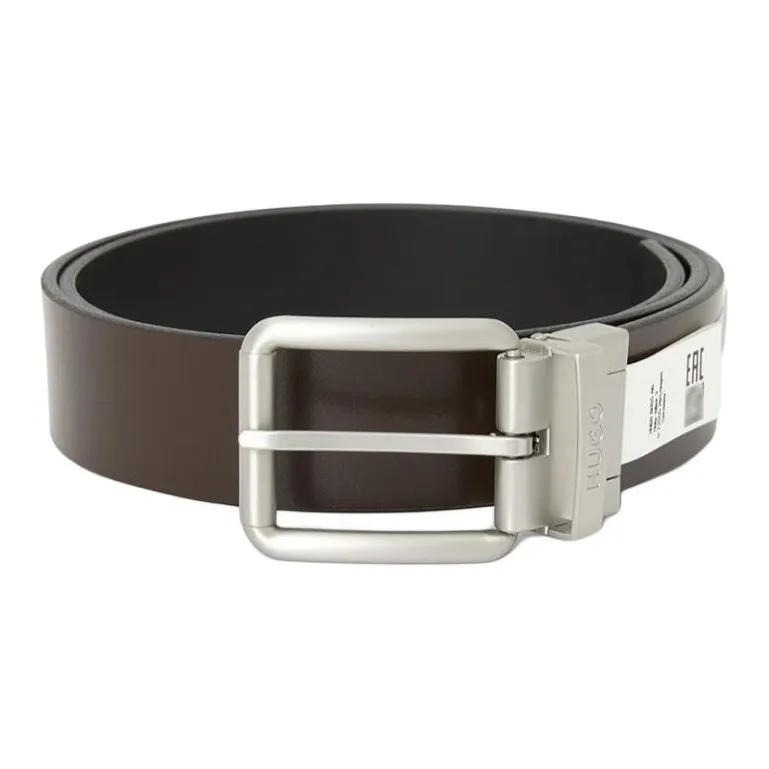 BOSS Cow Leather, Leather, Metal Leather Belts Men's Black 5.5CM-1