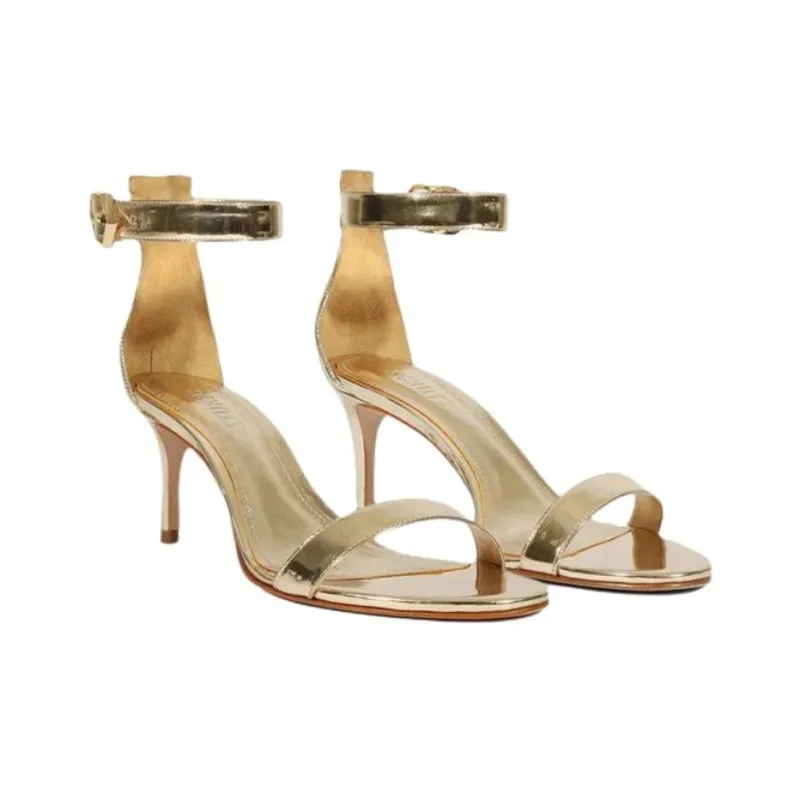 Schutz One Strap Sandals Women's Gold-2