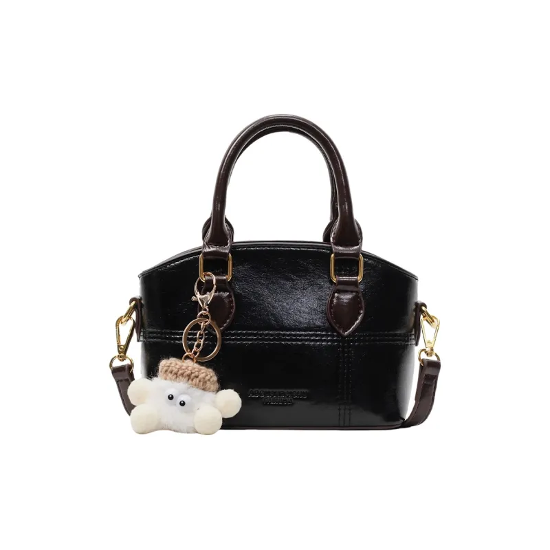 Meow In The Grass PU Handbag Women's Black/Coffee/Ecru-0