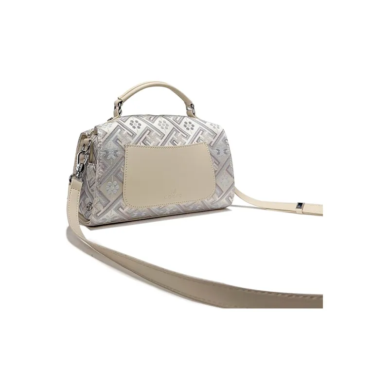 ESNSY Zhuangjin One Shoulder Handbag Women's White-2