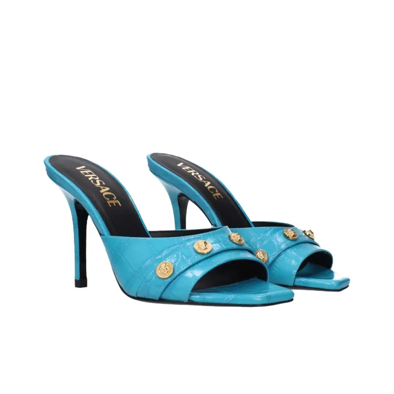 VERSACE Slide Slippers 9cm Women's Sky Blue-2