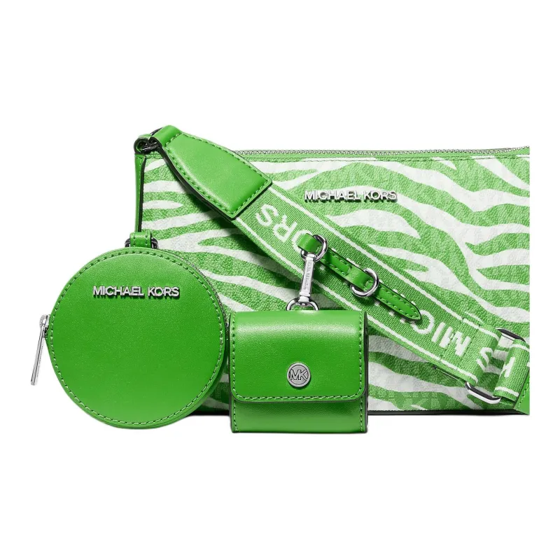 MICHAEL KORS Jet Set Coated Canvas Crossbody Bags Medium Size Women's Forest Green-1