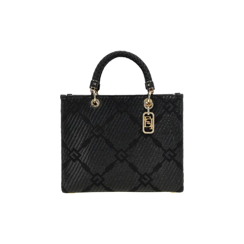 Elisabetta Franchi Logo Charm Jacquard Tote Bag-2