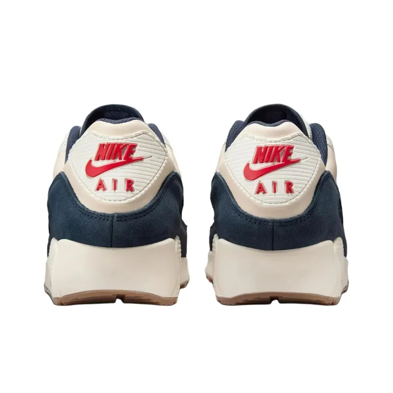 Nike Air Max 90 Anti Slip Wear Resistant Low Top Running Shoes Men's Beige Blue-4