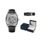 Silver Case Gray Dial Belt[High-End Blue Leather Box+Genuine Leather Strap]
