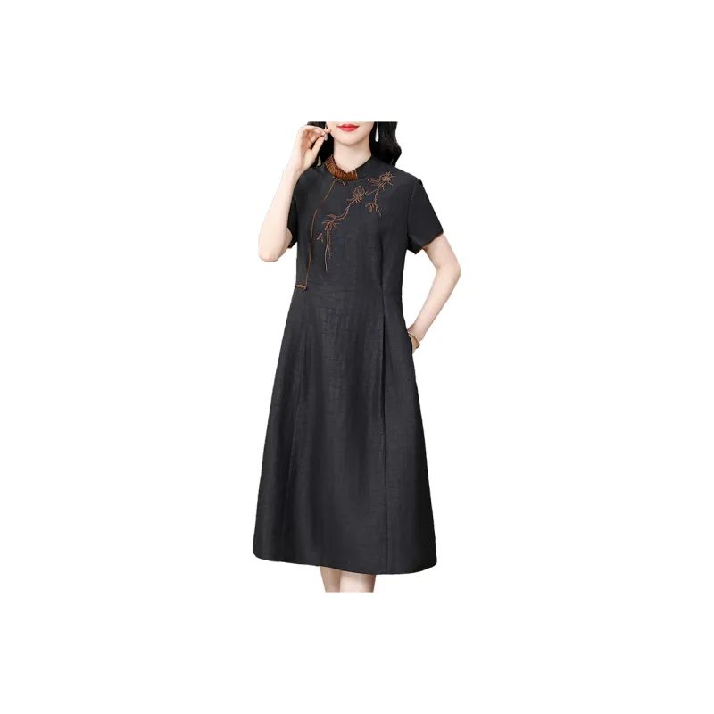 Yi Mengyuan Silk Short Sleeved Dress Women's-0
