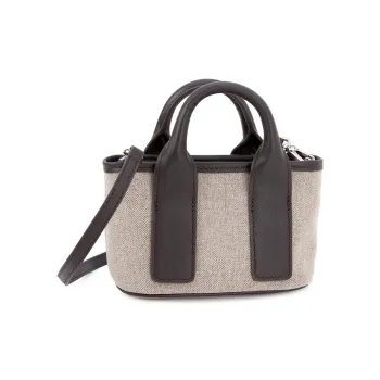 VENOF Top Grain Cow Leather With Canvas Bag One Shoulder Handheld Handbag Trumpets Women's Multicolor