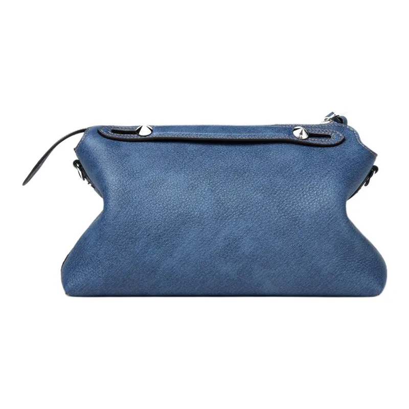 FENDI By The Way Series Calfskin Handbag Medium Size Women's Blue-3