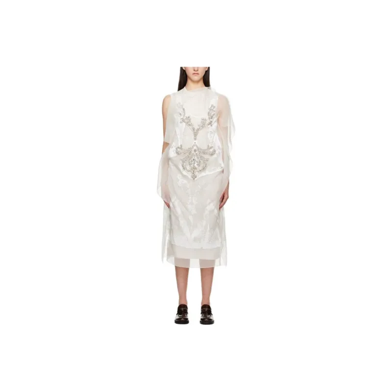 Erdem Sleeveless Dress Women's Gray White-0