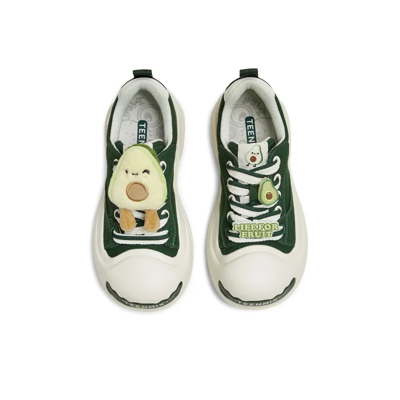 Teenmix Slip Resistant Impact Resistance Low Top Skateboard Shoes Women's White Green-1