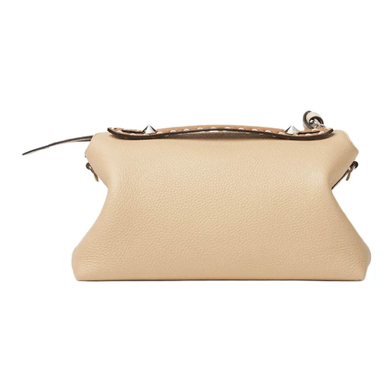FENDI By The Way Series Leather Handbag Medium Size Women's Beige-3