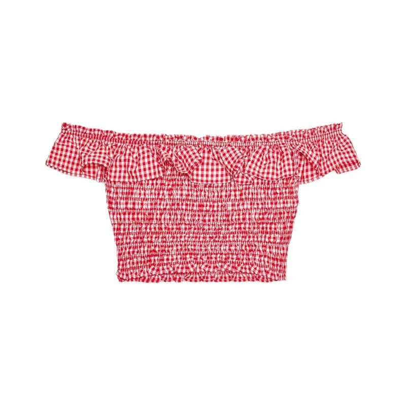 ZARA Crop Tops Women's White/Red-1