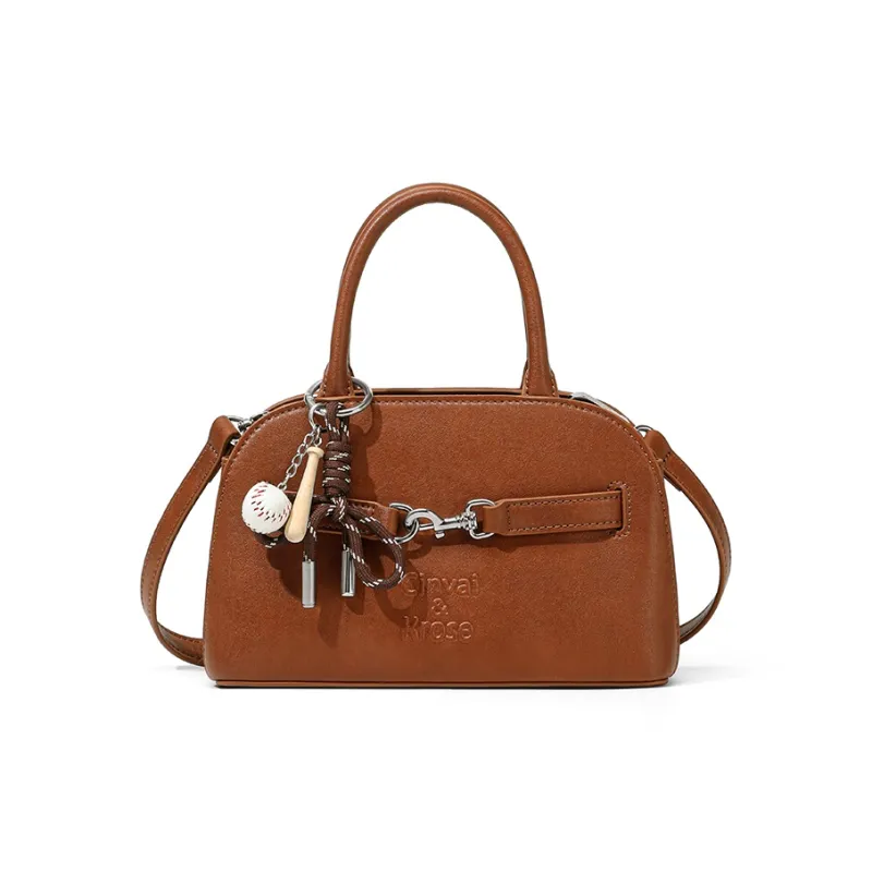 CinvaiKrose Synthetic Leather Shoulder Bag, Crossbody Bag, Handbag Trumpets Women's Ecru/Brown-5