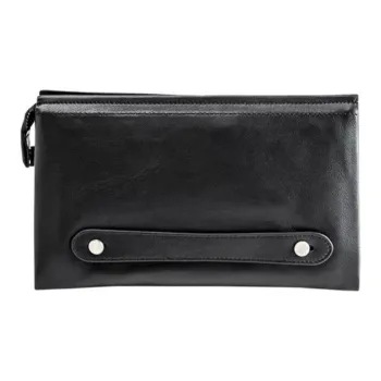 VIHUS Top Grain Cow Leather Clutch Men's Black