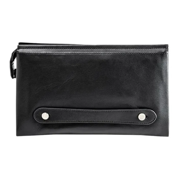 VIHUS Top Grain Cow Leather Clutch Men's Black-0