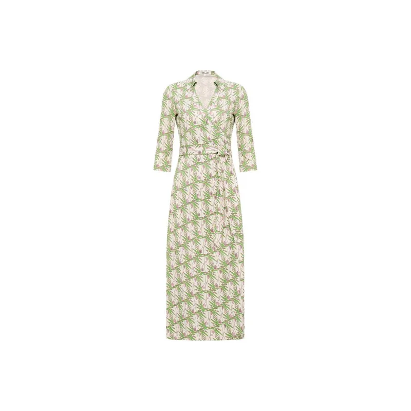 Diane Von Furstenberg SS25 Long Sleeved Dress Women's Green-0