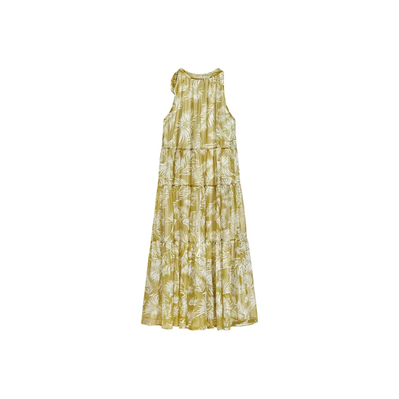 TOUCH Sleeveless Dress Women's Beige Yellow Pattern-1