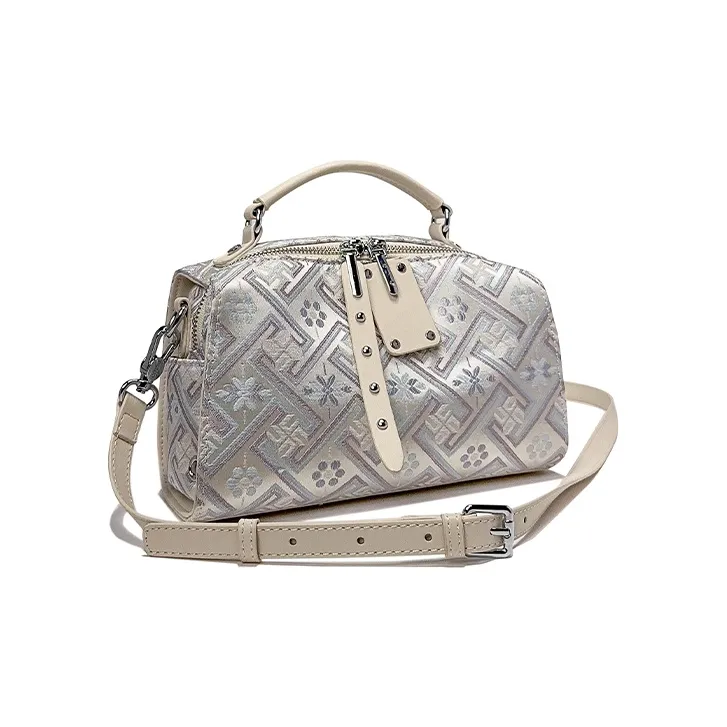 ESNSY Zhuangjin One Shoulder Handbag Women's White-1