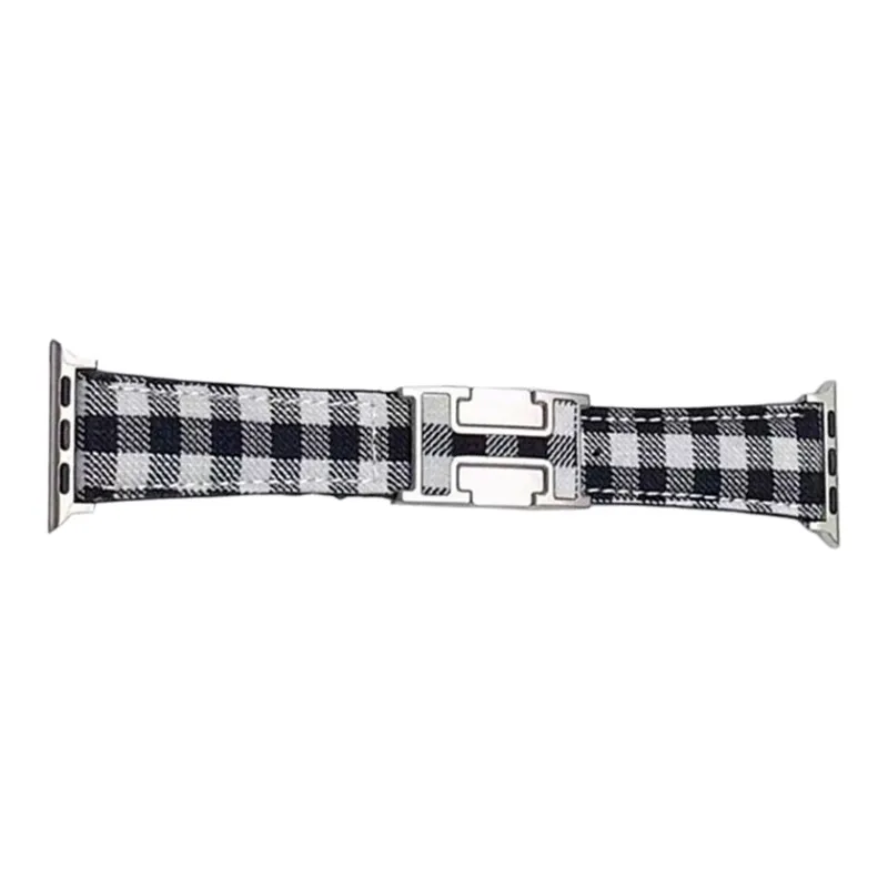 NCFCK Apple Compatibility Watch Band Plaid Material-2