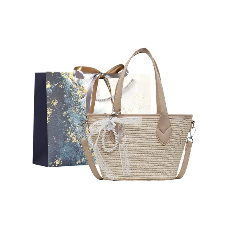 Iman's House Straw Woven Handbag Women's Khaki/Pink/Blue/Black-0