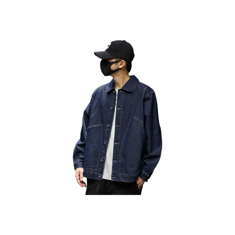 Tonlion Denim Jackets Unisex Dark Blue-0