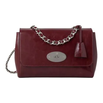 Mulberry Lily Wrinkle Highlighter Leather Crossbody Bag Shoulder Bag Women's Black Cherry