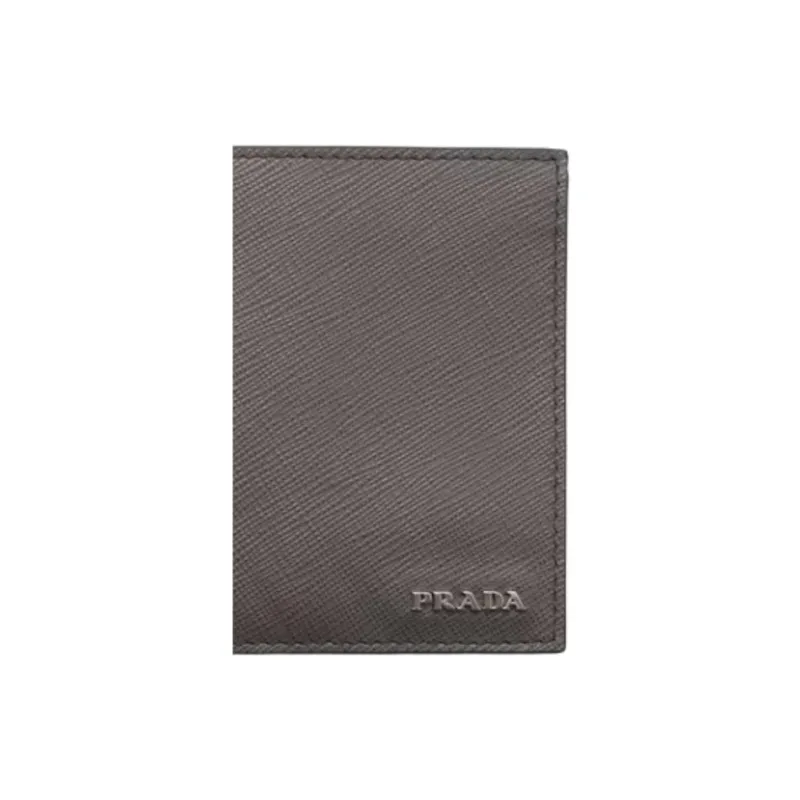 PRADA Saffiano Calfskin Wallet Men's Smoke Gray & Emerald Jade-4