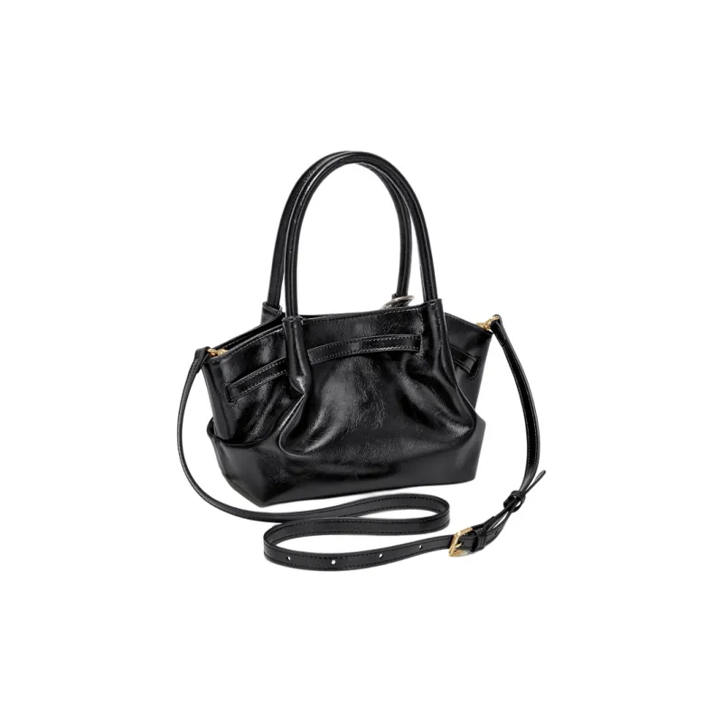 CinvaiKrose Synthetic Leather Basket Bag, Shoulder Bag, Crossbody Bag, Handbag Trumpets Women's Ecru/Black-9