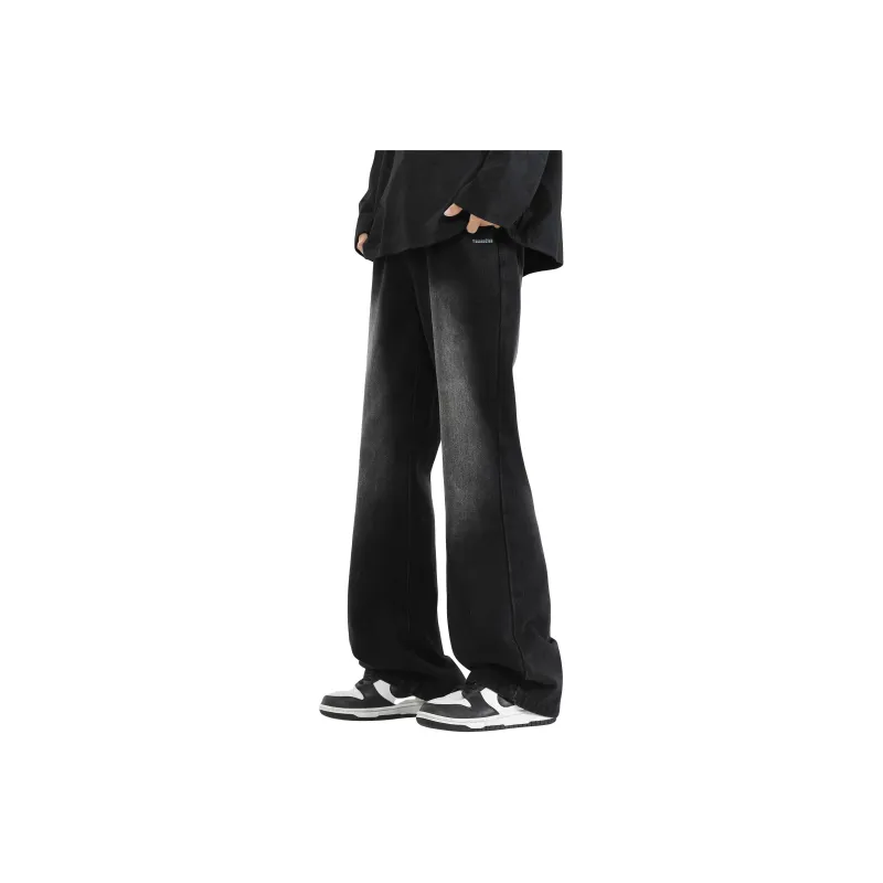 TUCANO Versatile Loose Fit Height Increasing Slimming Trendy Draped Washed Jeans Unisex-0