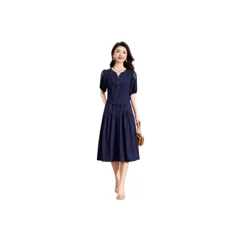 Mylan Short Sleeved Dress Cinched Waist Women's