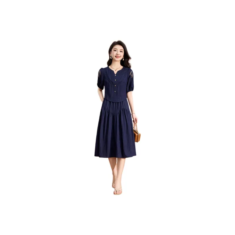 Mylan Short Sleeved Dress Cinched Waist Women's-0