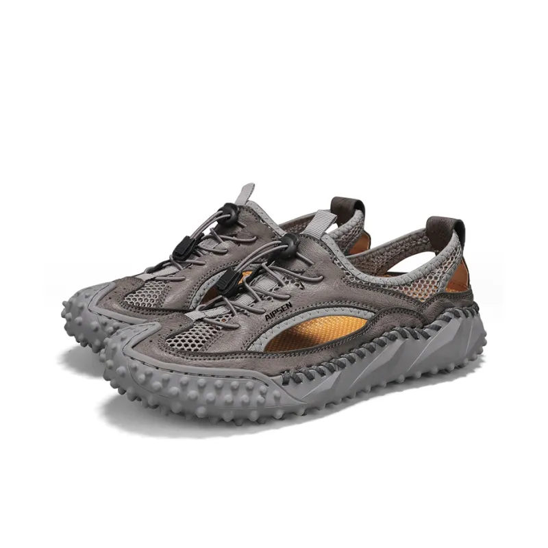 AIPSEN Anti Slip Wear Resistant River Trekking Shoes Men's Gray-2