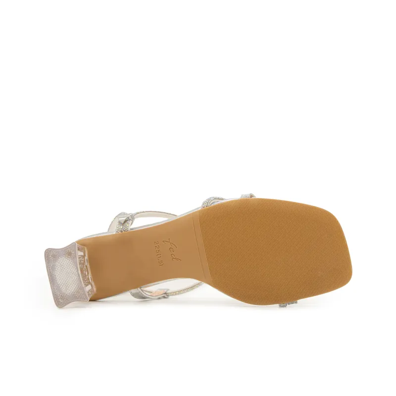 FED One Strap Sandals 5.5cm Women's Silver-7