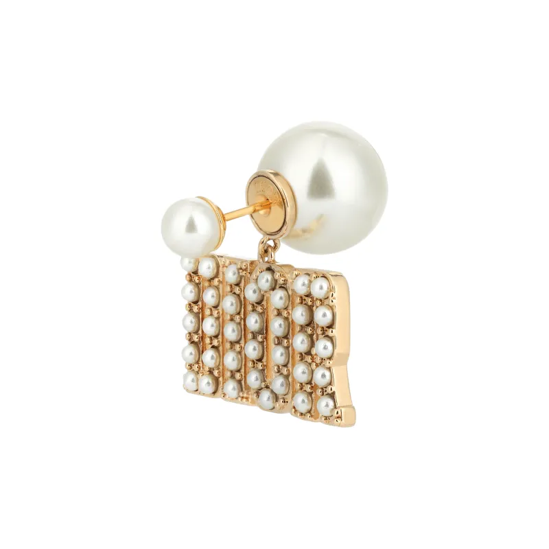 DIOR Metallic Pearls Earrings Women's-2
