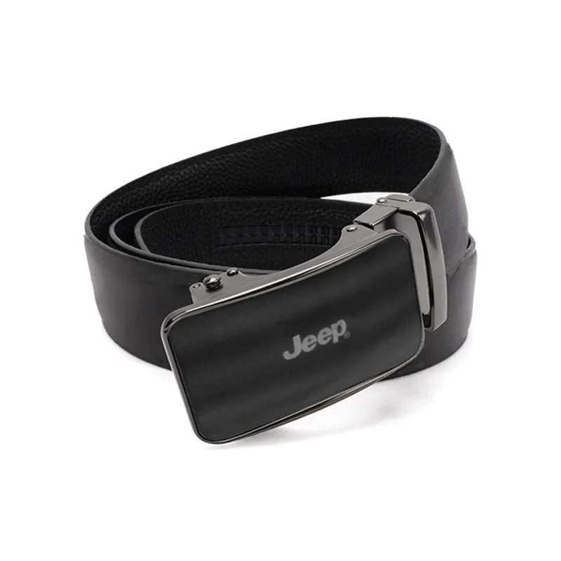 Jeep Top Grain Cow Leather Belts Men's Black/Litchi Grain Black Width 3.5cm-2