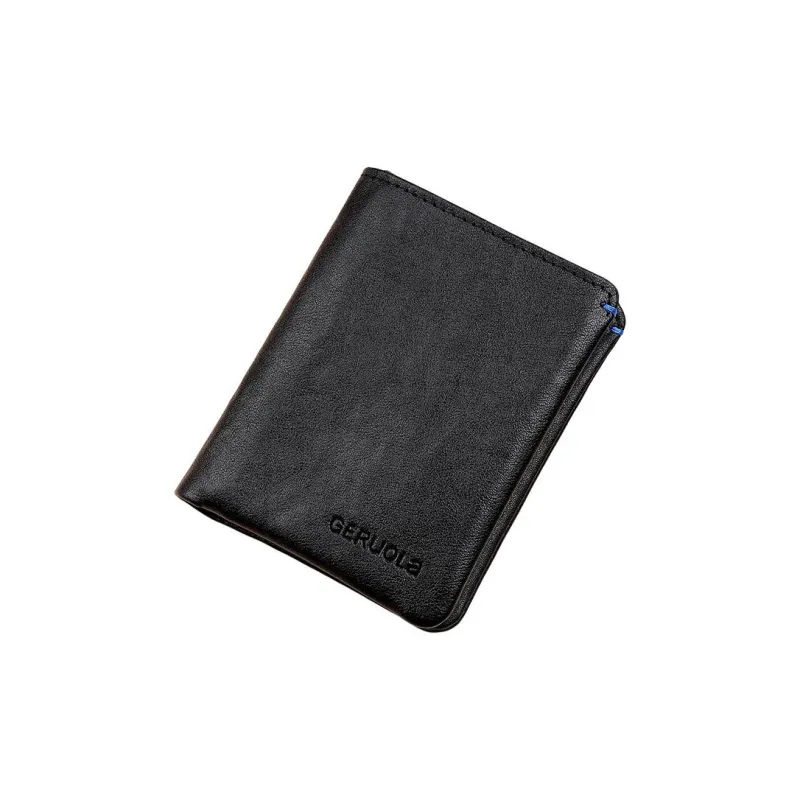 Gorora Vegetable Tanned Top Grain Cow Leather Wallet Men's Classic Black/Coffee-1