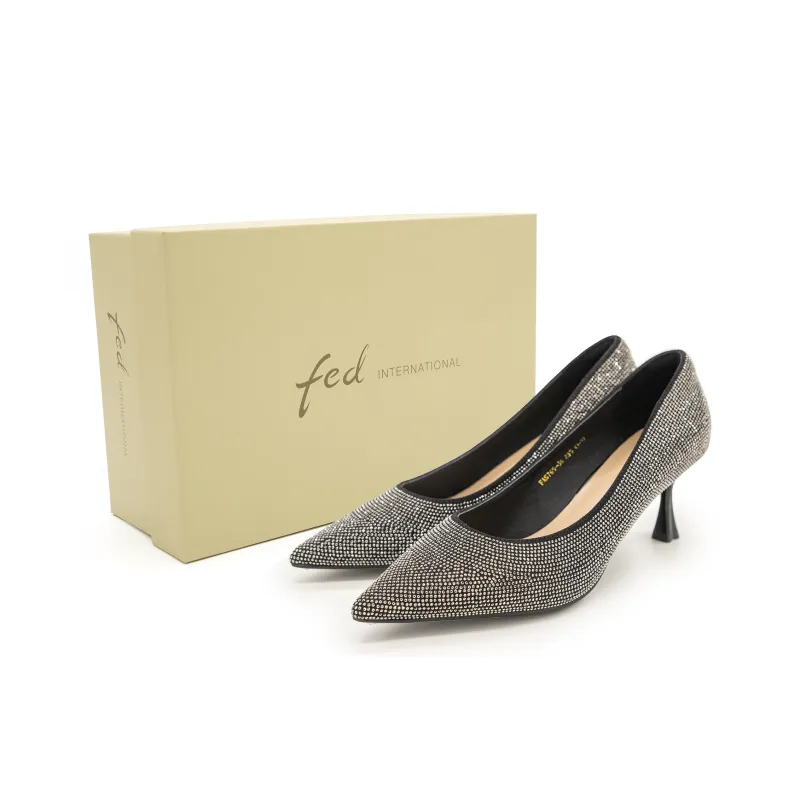 FED Slim Heel High Heels Women's Silver-1