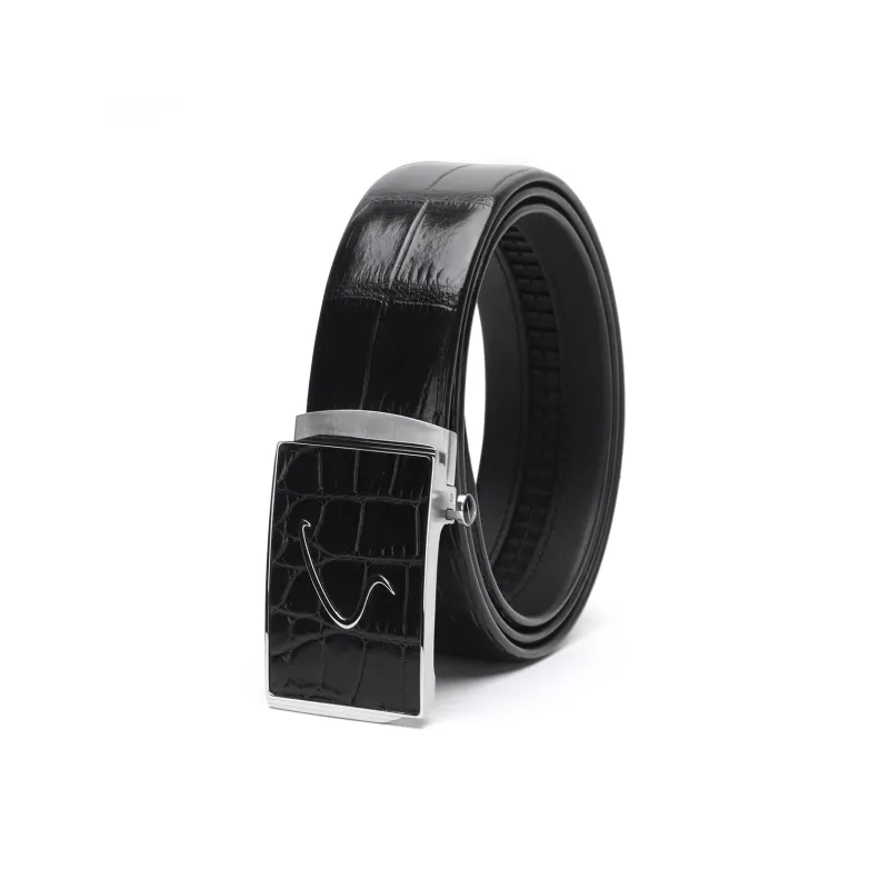 Satchi Cow Leather Belt Men's Black Width 3.7cm-1