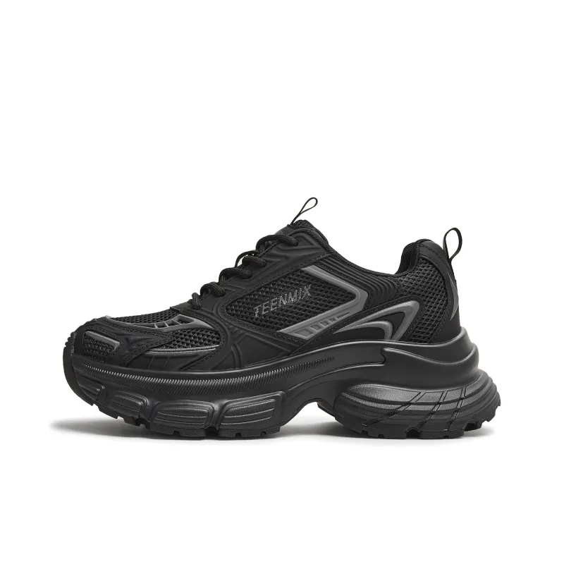 Teenmix Wings Of Light 2.0 Cushioning Height Increase Low Top Chunky Sneakers Women's Black Gray-0