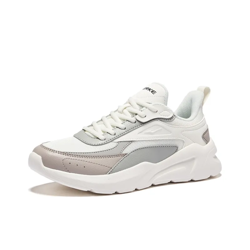 Erke Qi Yu Abrasion Resistant Slip Resistant Low Top Casual Shoes Women's Microcrystal White Light Gray-2