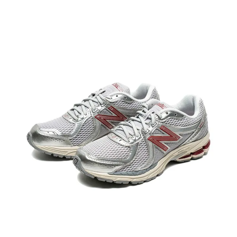 New Balance NB 860 V2 Non slip Lightweight Low Top Running Shoes Unisex Silver Gray-1