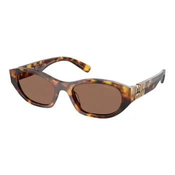 MIU MIU Plate Frame Irregular Shape Sunglasses Women's Brown Tortoiseshell