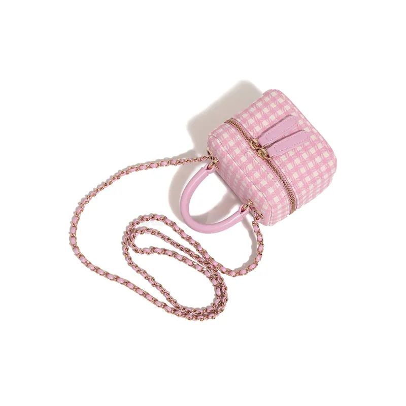 BOBDOG Fabric Box Bag, Shoulder Bag, Crossbody Bag, Handbag Trumpets Women's Pink/Muted Green-4