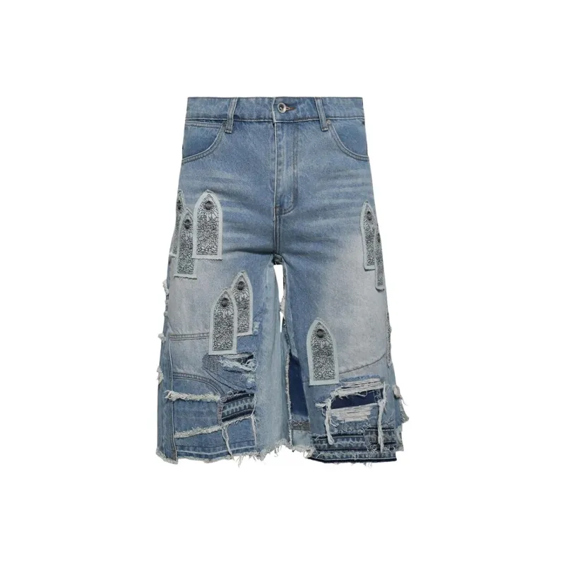 Who Decides War Arch Blowout Denim Shorts-0