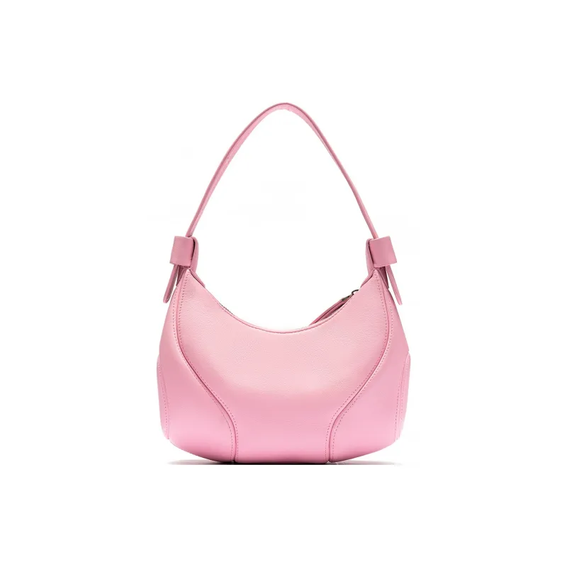 ROBERTA DI CAMERINO Synthetic Leather Underarm Baseball Shoulder Bag Women's Barbie Pink/Classic Black-2