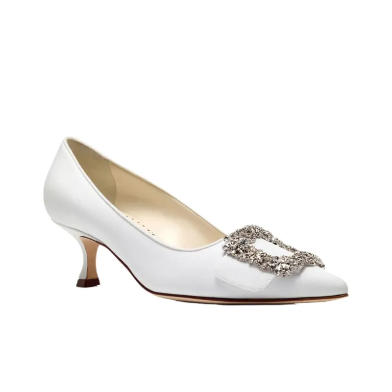 MANOLO BLAHNIK Maysalepump Slim Heel High Heels 5cm Women's White-2